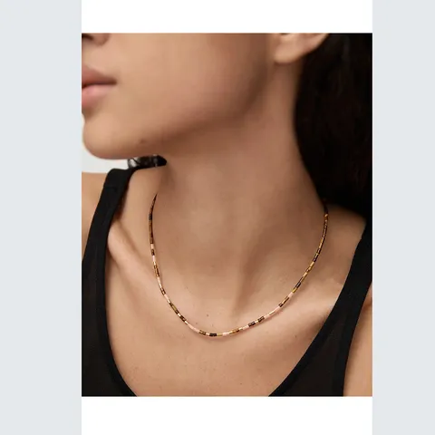 Collana Girocollo Vintage in Pietra Naturale Con Perline Colorate per Donna Boho Catena a Sfera Geometrica in Metallo Gioielli di Moda