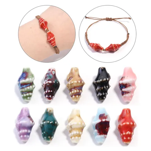 Ceramic Conch Beads High Temperature Glaze Shell Spacer Beads For Jewelry Making DIY Earring Bracelet Handmade Craft Materials