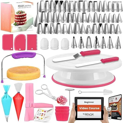 Kit Decorazione Torta Set Forniture per Pasticceria Beccucci in Acciaio Inossidabile Piatto Girevole Spatola Utensili Pasticceria