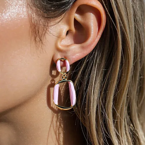 Orecchini a Bottone Vintage in Acciaio Inossidabile Geometrici Tinti a Olio Smaltati per Donna Retrò Semplice Stile Ins Gioielli Regalo