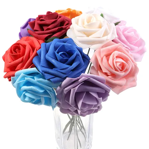 Artificial PE Foam Rose Flowers With Stem For Home Wedding Party Decoration DIY Floral Arrangement Craft Flowers