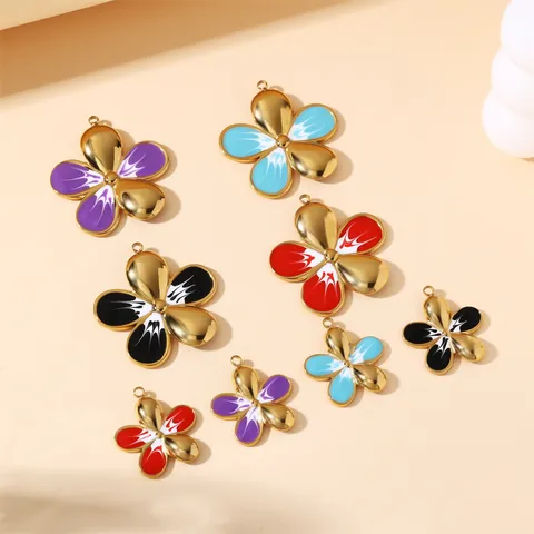 Ciondolo a Forma di Fiore di Ciliegio in Acciaio Inossidabile Smalto Colorato Ciondoli per Fai da Te Collana Braccialetto Accessori Gioielli Ingrosso