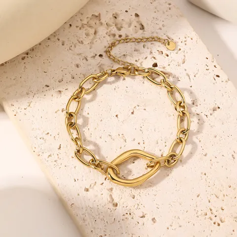 Minimalist Stainless Steel Irregular Geometric Chain Bracelet For Women Gold Color Tarnish Resistant Link Wrist Jewelry Gift