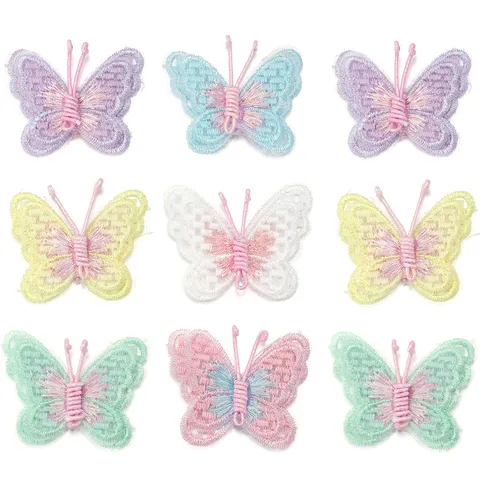 Koreanischer Stil Netzstickerei Doppelschichtige Schmetterlingsaufnäher Mit Künstlicher Perle Für DIY Haarschmuck Schuhe Hüte Dekoration