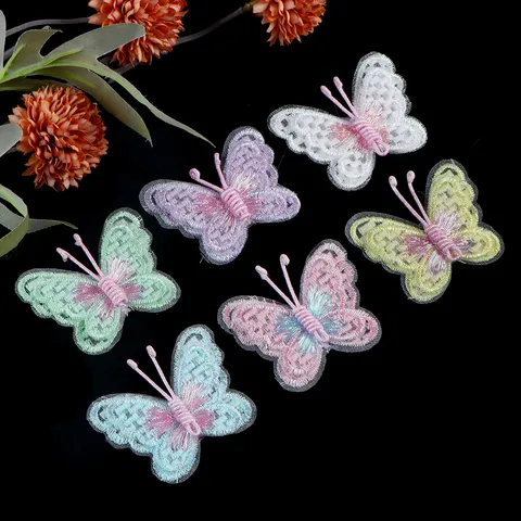 Koreanischer Stil Netzstickerei Doppelschichtige Schmetterlingsaufnäher Mit Künstlicher Perle Für DIY Haarschmuck Schuhe Hüte Dekoration