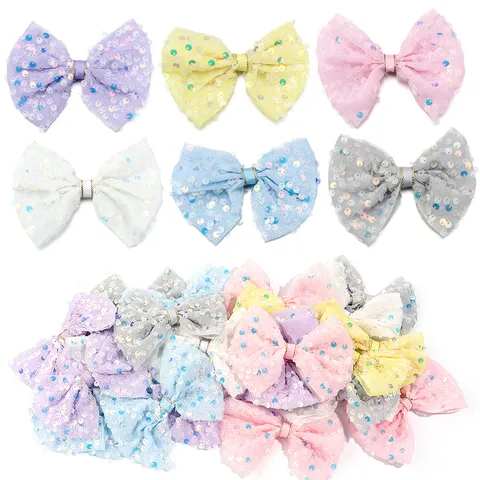 Patch Artigianale con Fiocco in Rete di Paillettes Fatto a Mano Materiali per Fiocchi Multistrato Lucidi Dolci per Accessori per Capelli da Bambini Decorazione Fai da Te Borse Scarpe Abbigliamento