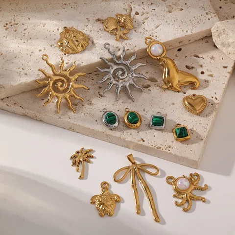 Acciaio Inossidabile Animali Marini Ciondolo Sole Tartaruga Marina Conchiglia Polpo Fiocco Cuore Ciondoli Strass Fai da Te Creazione Gioielli Artigianato Forniture