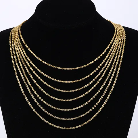 Collana a Catena Torcione in Acciaio Inossidabile Hip Hop da Uomo Unisex Tono Oro Argento Corda Catena Punk Streetwear Gioielli