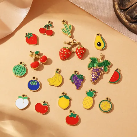 Ciondoli Frutta in Smalto di Acciaio Inossidabile Fragola Ciliegia Avocado Ciondoli Multicolore Carino Frutta Pendente per Fai da Te Collana Orecchini Creazione Gioielli Ingrosso