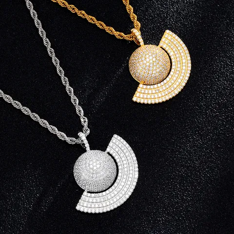 Hip Hop Copper Globe Pendant Necklace Luxury Full Rhinestone Earth Planet Pendant Rope Chain Necklace For Men Women Jewelry