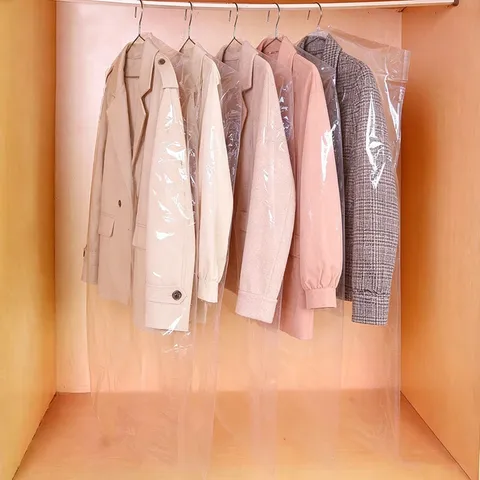 Transparent Plastic Hanging Garment Dust Cover Thickened Clothing Storage Bag For Suit Coat Dress Wardrobe Dustproof Protector