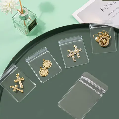 Sachets Bijoux en PVC Transparent Auto-scellant Mini Sacs Plastique avec Fermeture Éclair pour Boucles d'Oreilles Colliers Bracelets Imperméable Emballage