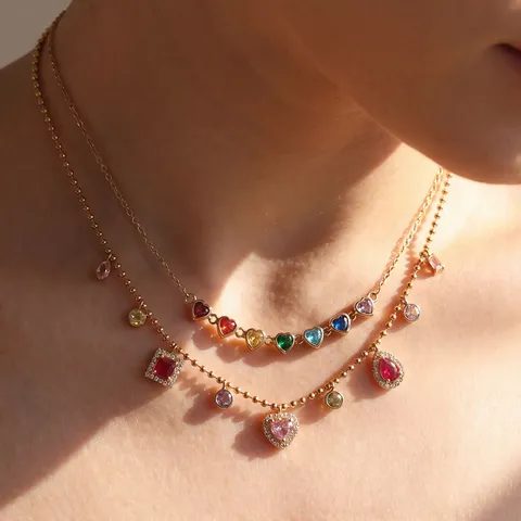 Western Dopamine Stijl Zirconia Roestvrij Stalen Halsketting Voor Dames Verguld Geometrische Sleutelbeenketting Mode Sieraden Cadeau