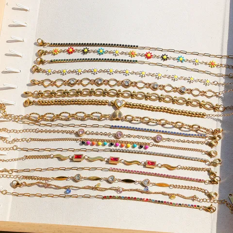 Roestvrij Staal Kleurrijke Zirconia Dopamine Armband Minimalistisch Ontwerp Veelzijdig Hart Hand Sieraden Cadeau Voor Vrouwen