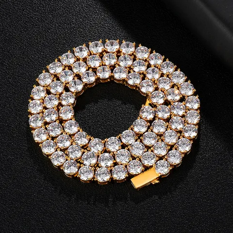Collana con Catena Tennis Hip Hop da Uomo Micro Pavé Zirconia Gioielli in Rame Placcato Oro Argento Regalo Moda