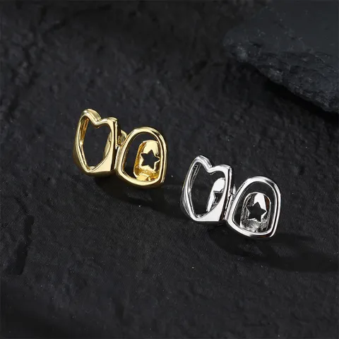 Gioielli per Denti Hip Hop Design Traforato Rame Zirconia Oro Argento Stella Cuore Gioielli per Denti per Uomo Donna Accessorio Festa