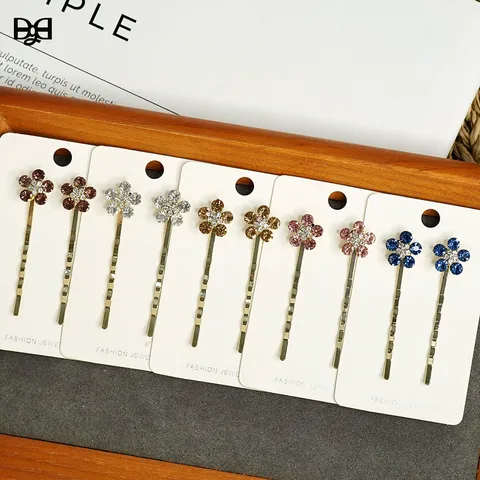 Sweet Alloy Rhinestone Flower Star Hair Clips Shiny Crystal Bobby Pins Hair Barrettes Set Headwear Accessories For Women Wedding Party