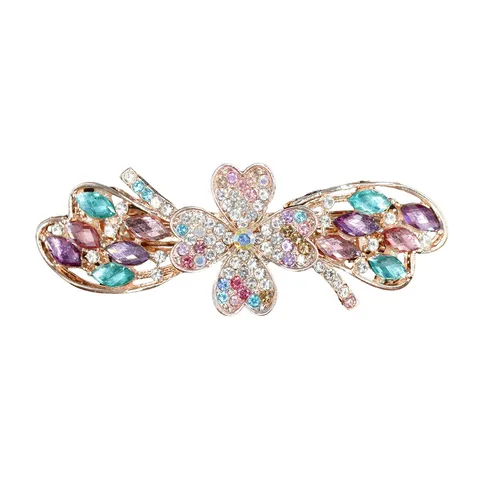 Korean Alloy Rhinestone Butterfly Bow Hair Clip Small Spring Clip Ponytail Top Clip Hair Accessories For Women Party Everyday