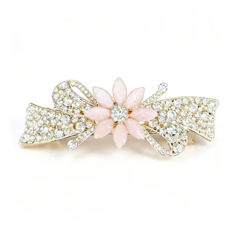 Luxury Alloy Rhinestone Flower Spring Hair Clip Elegant Leaf Pattern Barrette High-end Hair Accessory For Party Wedding Women Floral Headwear