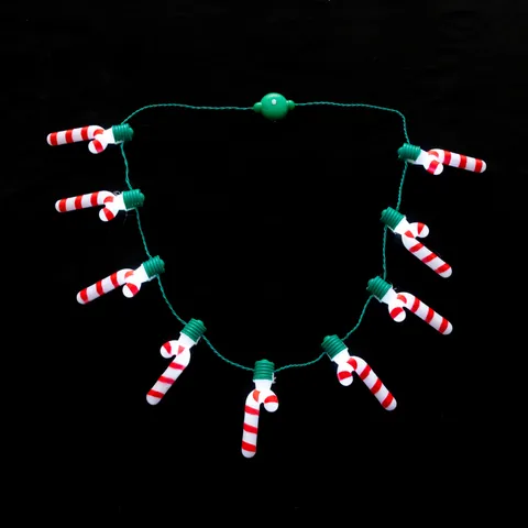 Natale 9 LED Collana Luminosa Ciondolo a Bastoncino di Zucchero Festa Festiva Collana Glow per Decorazione Celebrazione Natale Regalo