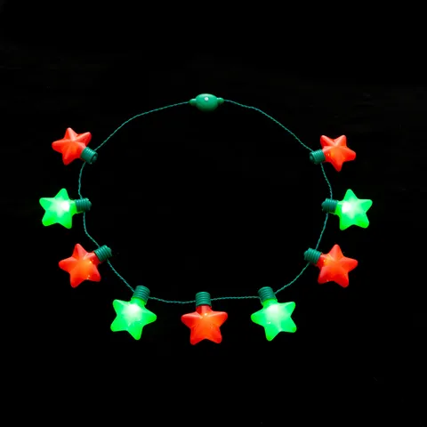 Weihnachten Stern Leuchtende Halskette Rot Grün Blinkende LED Party Dekoration Lichterkette Multi Funktion Festliche Halskette Schmuck