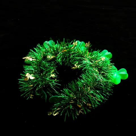 Led Glowing Clover Headband For St Patrick Day Green Glitter Tinsel Kids Hair Hoop Party Holiday Decoration Light Up Headwear