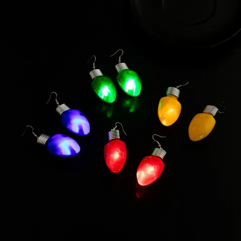 Weihnachten Leuchtende LED Glühbirne Ohrringe Mit 925 Sterling Silber Ohrstecker Festliche Party Ohrhänger Für Damen Herren Schmuck