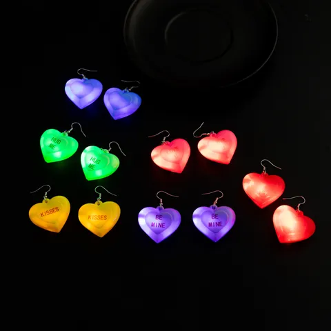 LED Herz Anhänger Ohrringe Valentinstag Party Zubehör Leuchtende Harz Ohrringe Für Unisex Nachtclub Party Schmuck