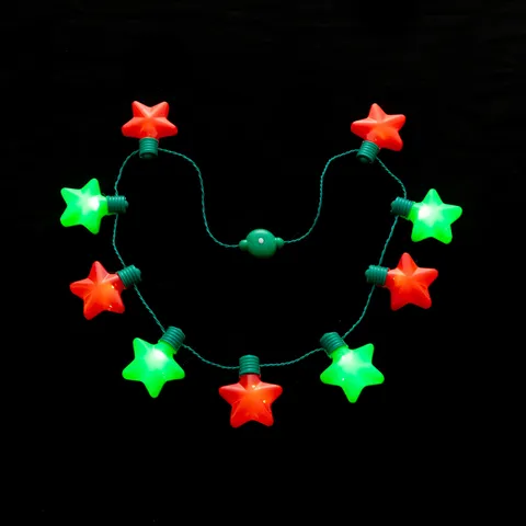 Weihnachten Stern Leuchtende Halskette Rot Grün Blinkende LED Party Dekoration Lichterkette Multi Funktion Festliche Halskette Schmuck