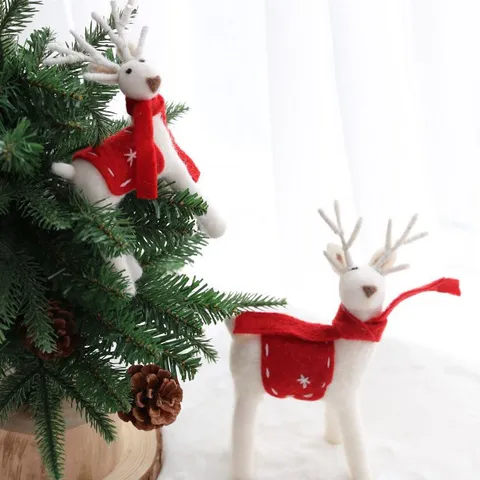 Weihnachts Rentier Dekoration Europäischer Stil Filz Elch Ornament Für Weihnachtsbaum Party Zuhause Dekor Stehende Hirsch Figur Geschenk