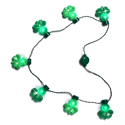 Joyería de Trébol Luminoso del Día de San Patricio Collar Pendientes Diadema LED Verde Para Fiesta Desfile Mujeres Hombres Accesorios
