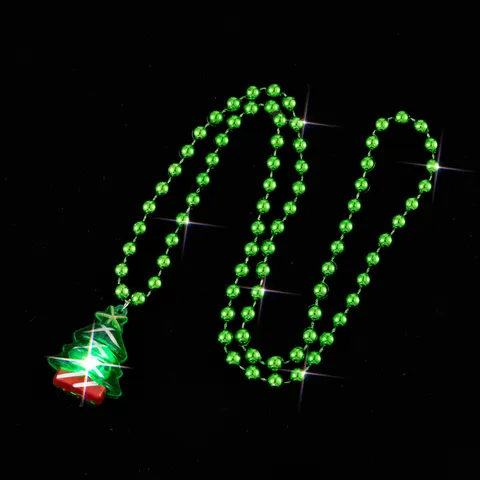 LED Weihnachtsbaum Anhänger Halskette Leuchtende Perlenkette Glühende Festliche Party Dekoration Schmuck Für Feiertag Kostüm Zubehör