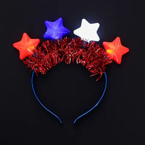 USA Unabhängigkeitstag LED Stern Haarreif Patriotischer Lametta Leuchtender Haarband Für Party Feier