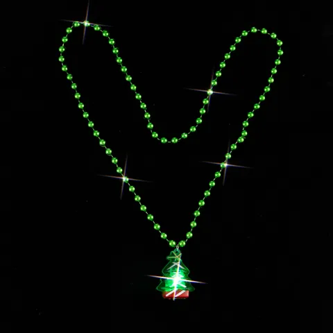 LED Weihnachtsbaum Anhänger Halskette Leuchtende Perlenkette Glühende Festliche Party Dekoration Schmuck Für Feiertag Kostüm Zubehör
