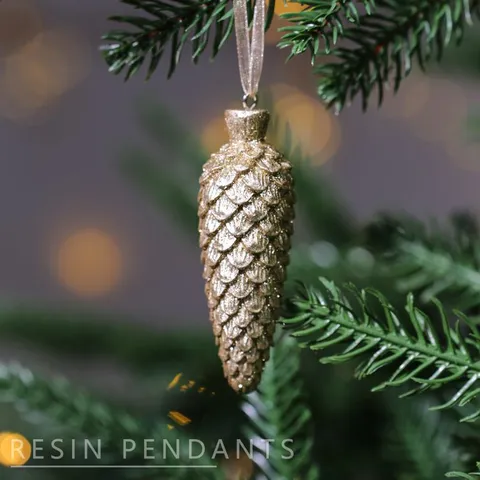 Champagnegoud Kersthanger Dennenappel Ornamenten Glitter Hars Gewei Eland Vogel Veer Kerstboom Decoratie Bruiloft Feestartikelen