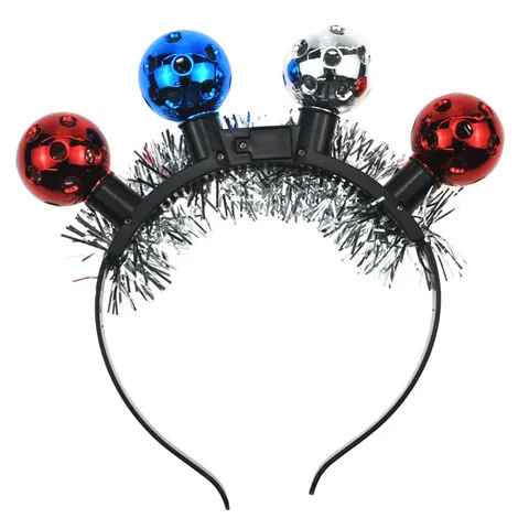 LED Glowing Disco Ball Headband With Bells Independence Day Party Decoration Light Up Hair Hoop Festive Accessories