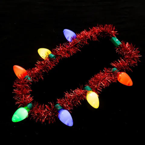 Weihnachten Leuchtende Lametta Girlande Glühbirne Halskette Übergroße Party Zubehör Festliche Stimmung Kostüm Halskette Schmuck Für Damen Herren