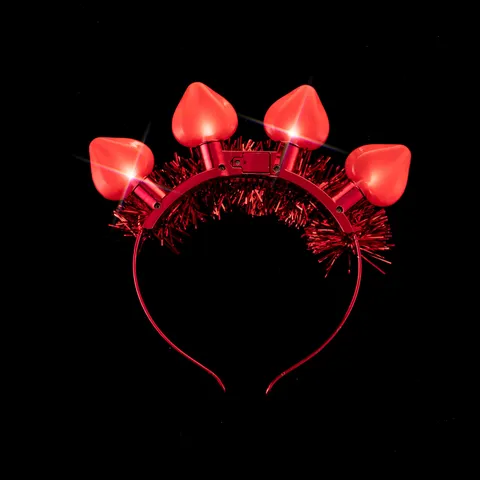 Diadema Corazón LED Día de San Valentín Ribete de Piel Rojo Luminosa Seis Funciones Accesorios de Disfraces de Fiesta para Mujer Hombre