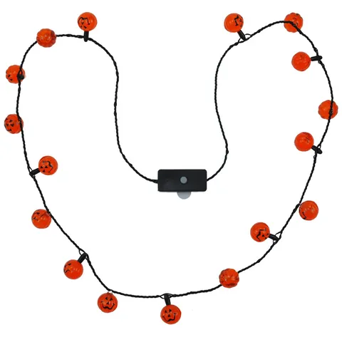 Halloween LED Light Up Necklace With Pumpkin Skull Beads Glowing Party Favor Decoration Plastic Resin Jewelry For Unisex Party