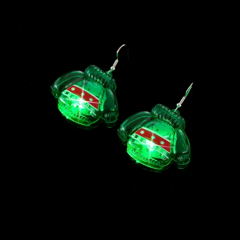 Cute Christmas Green Ugly Sweater LED Luminous Stud Earrings For Women Santa Claus Pattern Resin Earrings With 925 Sterling Silver Post