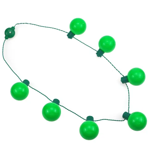 St. Patrick's Day LED Glowing Necklace Green Bulbs Light Up Necklace For Festive Party Celebration Plastic Glow Jewelry
