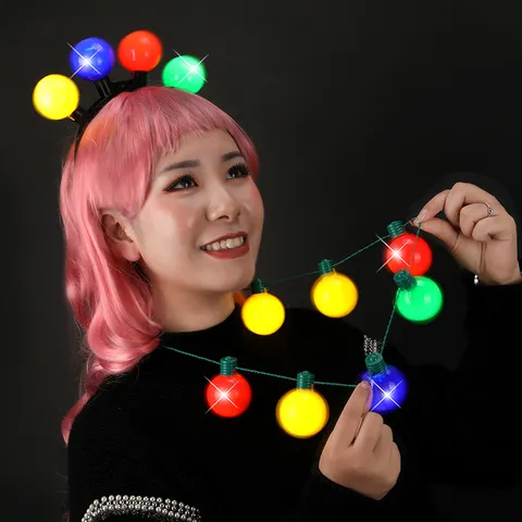 Natale LED Luminoso Colorato Tondo Bulbo Cerchietto Collana Brillante Festival Festa Puntelli Notte Galvanico Giocattoli Regalo