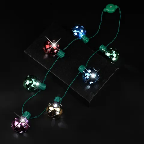 Christmas LED Glowing Disco Ball Necklace Colorful Flashing Pendant Necklace For Holiday Party Festive Costume Decoration Accessory