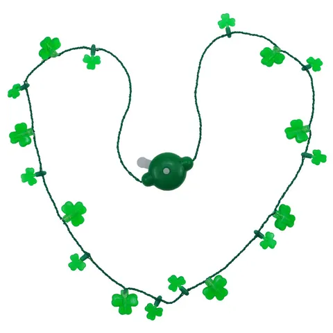 Grün Kunststoff Klee LED Leuchtende Halskette Licht Auf Kleeblätter Kette Für St Patricks Day Urlaub Festliche Kostüm Party Accessoire Schmuck
