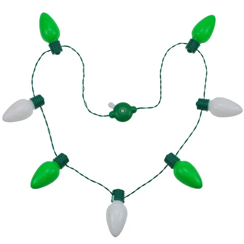 St. Patrick's Day LED Leuchthalskette Grün Weiß Große Glühbirne Leuchtende Halskette Irische Party Zubehör Schmuck