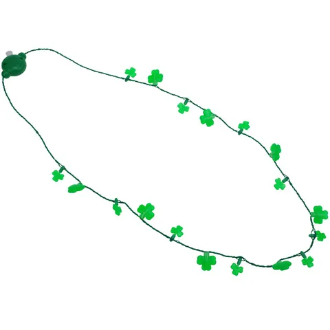 Grün Kunststoff Klee LED Leuchtende Halskette Licht Auf Kleeblätter Kette Für St Patricks Day Urlaub Festliche Kostüm Party Accessoire Schmuck