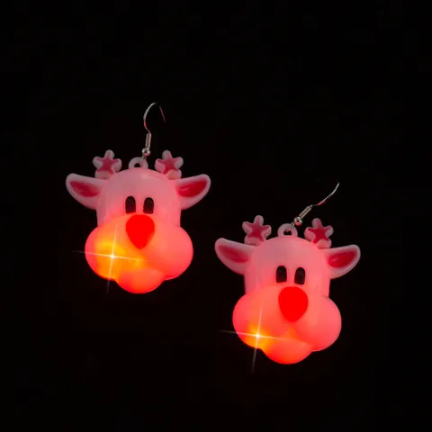 Orecchini Luminosi LED a Forma di Renna Festa di Natale Illuminazione Graziosi Orecchini a Bottone con Cervo Gioielli per Festa Regalo Donna