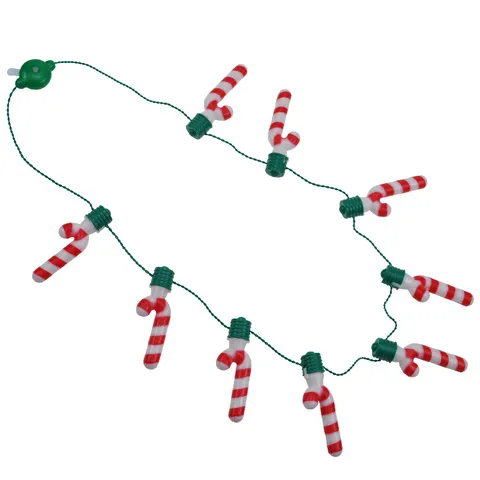 Weihnachten LED Leuchtende Zuckerstange Halskette Kunststoff Gestreifte Perle Lichtkette Glühen Anhänger Kette Für Feiertag Party Requisiten Schmuck Geschenk
