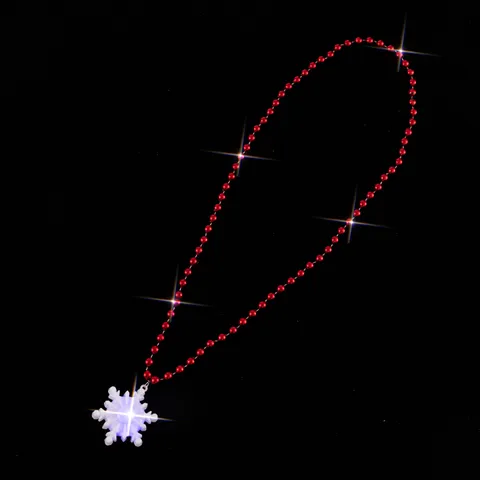 Weihnachts LED Blinken Schneeflocke Halskette Kunststoff Perlenkette Leuchten Feiertag Party Halskette Schmuck Geschenk