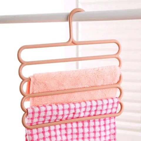 5 Layer Pants Hanger Plastic Multi-Layer Clothes Hanger Space Saving Closet Organizer For Scarves Ties Belts